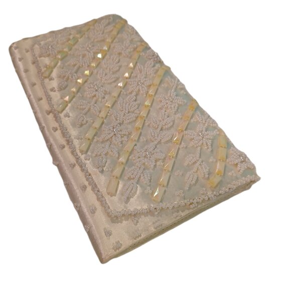 Mother of pearl/Bead Satin Clutch Purse (4605 - Picture 1 of 9